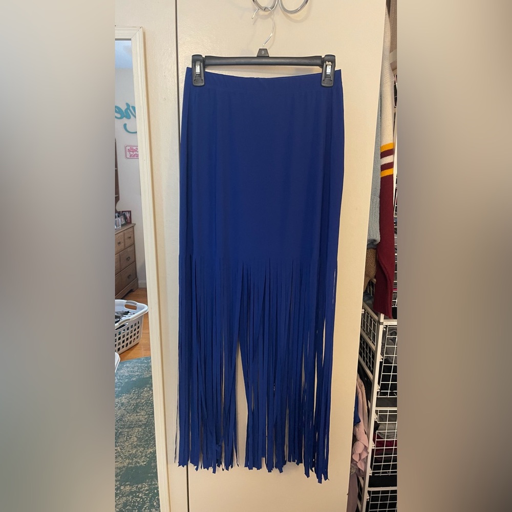 VENUS blue frayed maxi skirt